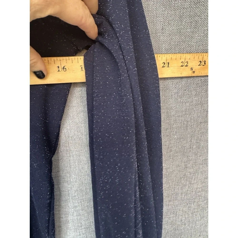 Free People Constellation Top Small Shiny Blue Square Neck Puff Sleeve Open Back